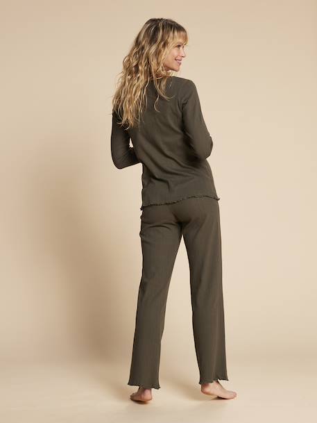 Ensemble 2 pièces homewear grossesse et allaitement maille pointelle kaki 6 - vertbaudet enfant 