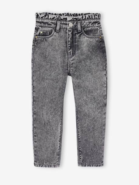Jean fille mom poches coeur denim gris+gris+stone 10 - vertbaudet enfant 