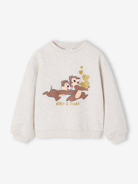 Sweat fille Tic & Tac beige chiné 1 - vertbaudet enfant 