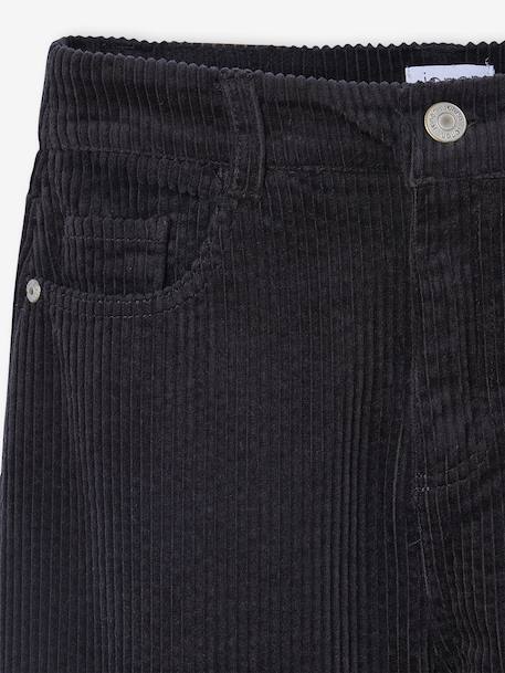 Pantalon large en velours côtelé fille anthracite+écru 3 - vertbaudet enfant 