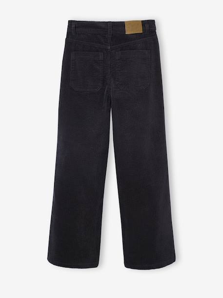 Pantalon large en velours côtelé fille anthracite+écru 2 - vertbaudet enfant 