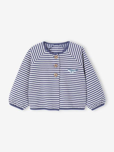 Ensemble naissance molletonné gilet + pantalon bleu+écru 2 - vertbaudet enfant 