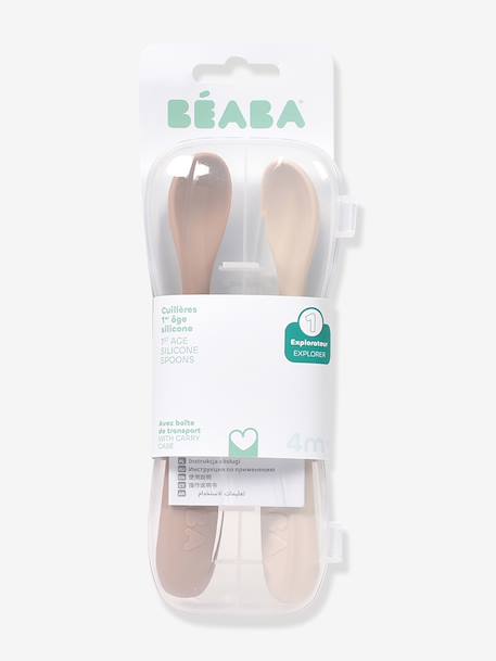 Lot de 2 cuillères ergonomiques 1er âge beige+rose pâle+vert 3 - vertbaudet enfant 