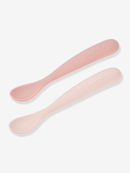 Lot de 2 cuillères ergonomiques 1er âge beige+rose pâle+vert 8 - vertbaudet enfant 