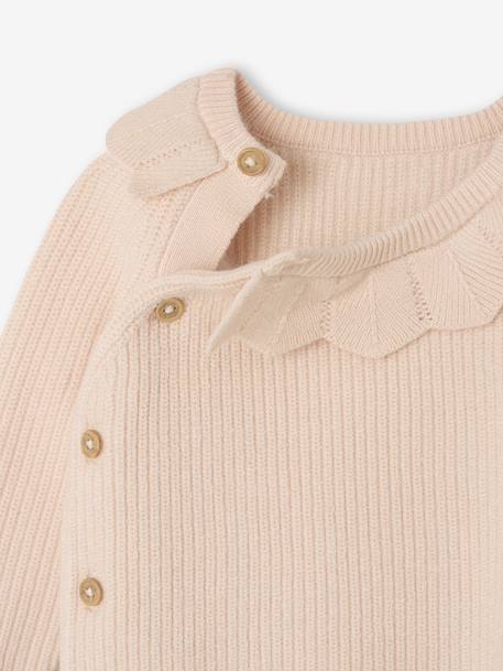 Ensemble naissance 3 pièces en tricot gilet + pantalon + bonnet gris chiné+rose 12 - vertbaudet enfant 
