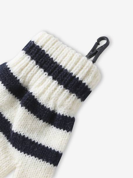 Ensemble rayé garçon bonnet + snood + moufles/gants écru 10 - vertbaudet enfant 