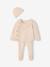Ensemble naissance 3 pièces en tricot gilet + pantalon + bonnet gris chiné+rose 7 - vertbaudet enfant 