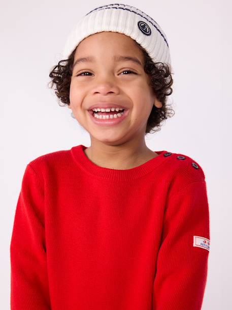 Bonnet enfant rayé en tricot doublé polaire marine 2 - vertbaudet enfant 
