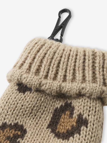 Ensemble léopard coeurs bonnet, snood et moufles bébé taupe 6 - vertbaudet enfant 