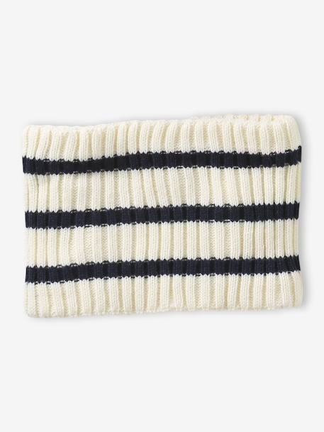 Ensemble rayé garçon bonnet + snood + moufles/gants écru 7 - vertbaudet enfant 