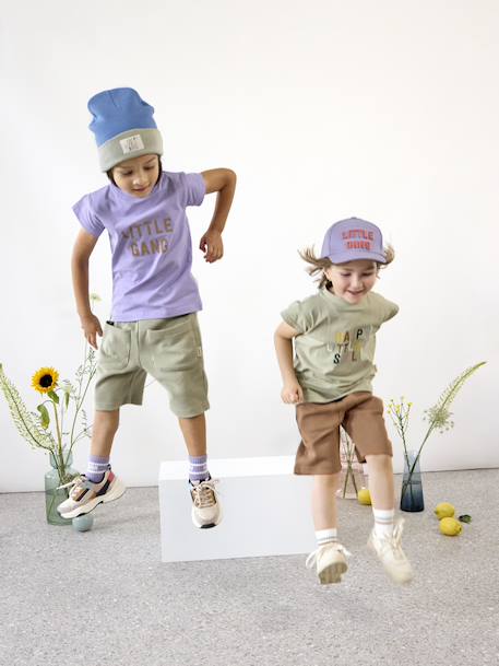 T-shirt kaki enfant Little Gang LÄSSIG kaki 2 - vertbaudet enfant 