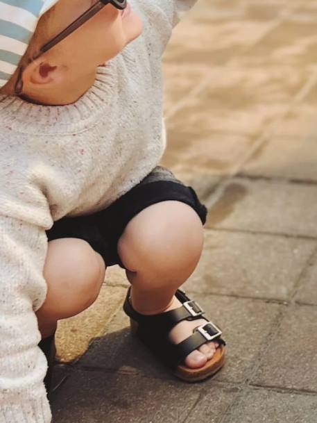 Sandales chill enfant en cuir vegan Black+Brown+Green+Latte 6 - vertbaudet enfant 