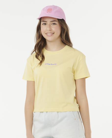 T-shirt fille Sunset Skies Crop jaune+rose 2 - vertbaudet enfant 