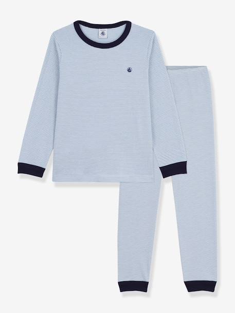 Pyjama enfant en coton à rayures gris 1 - vertbaudet enfant 