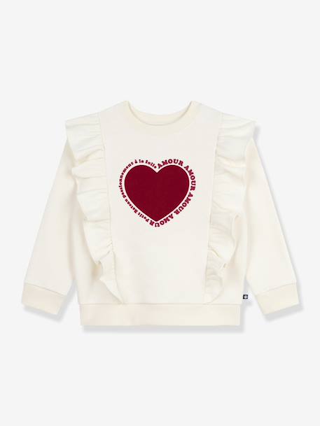 Sweat-shirt fille en coton imprimé à volants écru 2 - vertbaudet enfant 