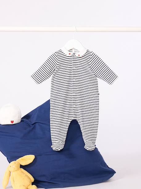 Pyjama bébé en velours à col imprimé marine 1 - vertbaudet enfant 