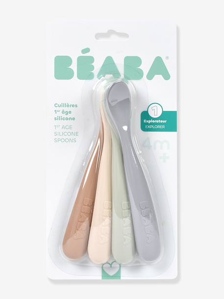Lot de 4 cuillères 1er âge silicone beige 5 - vertbaudet enfant 