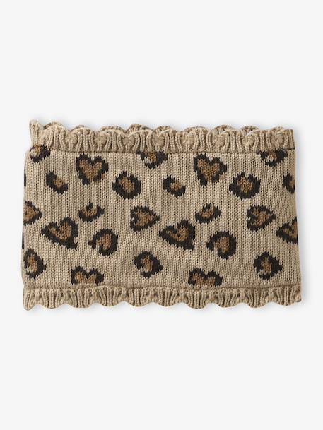 Ensemble léopard coeurs bonnet, snood et moufles bébé taupe 3 - vertbaudet enfant 