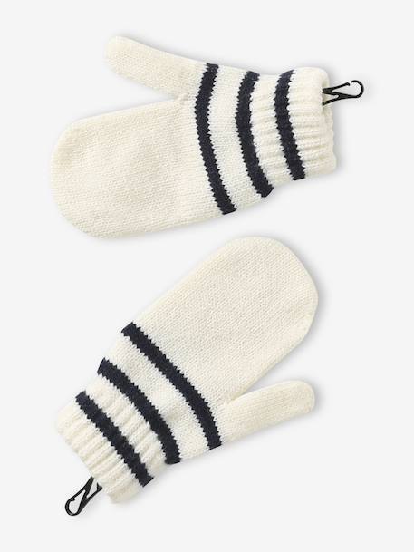 Ensemble rayé garçon bonnet + snood + moufles/gants écru 8 - vertbaudet enfant 