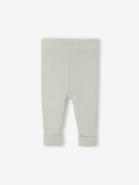 Ensemble bébé mixte gilet pantalon en tricot blanc+gris clair chiné+vert d'eau+vert sauge 18 - vertbaudet enfant 