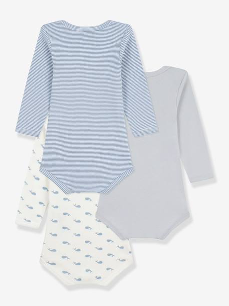 Lot 3 bodies Baleines bébé manches longues blanc 2 - vertbaudet enfant 
