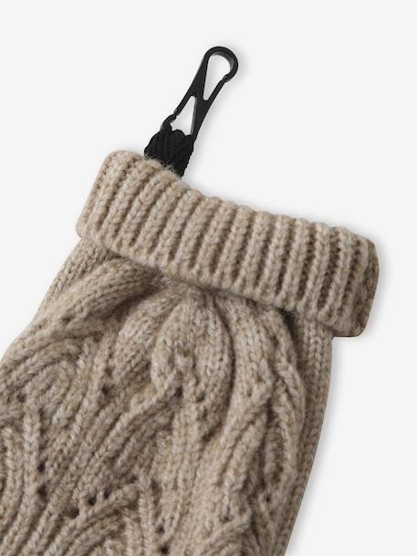 Ensemble brodé fille bonnet + snood + moufles/mitaines en maille ajourée beige doré 8 - vertbaudet enfant 