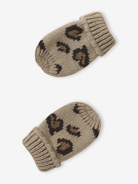 Ensemble léopard coeurs bonnet, snood et moufles bébé taupe 4 - vertbaudet enfant 