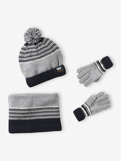 Coffret Noël bonnet Urban Park + snood + moufles/gants garçon gris chiné 4 - vertbaudet enfant 