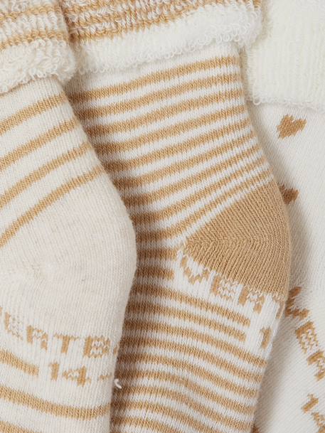 Lot de 3 paires de chaussettes bébé fille coeurs Lot beige+Lot écru 3 - vertbaudet enfant 