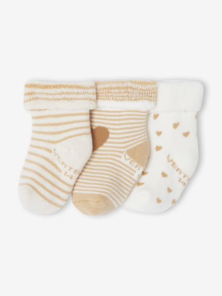 Lot de 3 paires de chaussettes bébé fille coeurs Lot beige+Lot écru 2 - vertbaudet enfant 