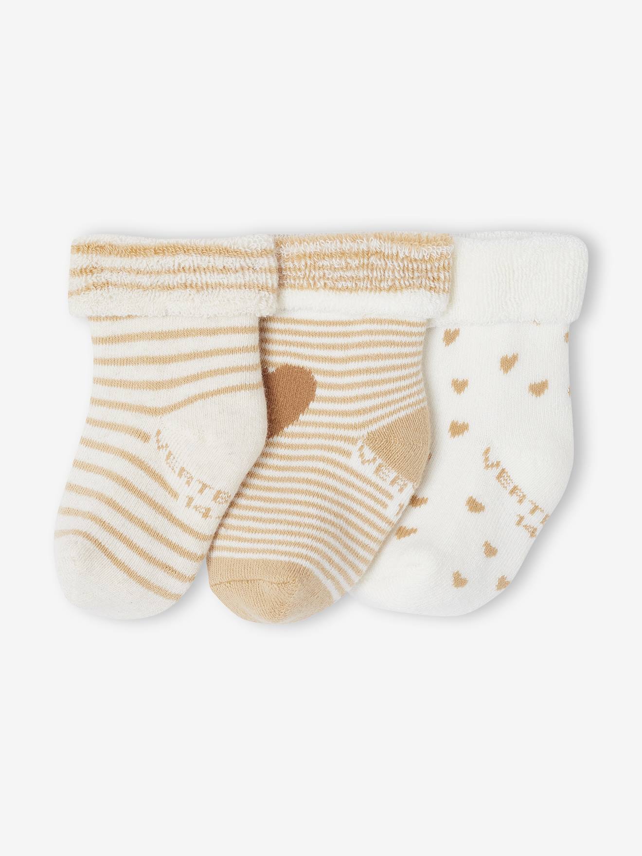 Lot De 3 Paires De Chaussettes Cœur Bébé Fille - Coton Doux - Taille 0-24 Mois