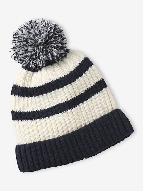 Ensemble rayé garçon bonnet + snood + moufles/gants écru 5 - vertbaudet enfant 