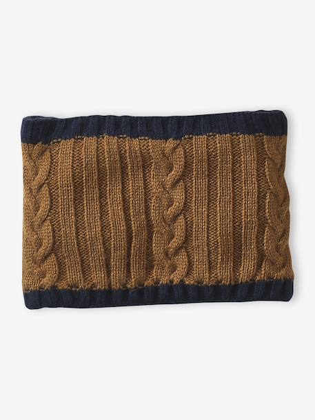 Ensemble torsadé garçon bonnet + snood + moufles/gants ocre 6 - vertbaudet enfant 