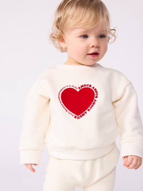 Sweat bébé en molleton motif c½ur écru 2 - vertbaudet enfant 