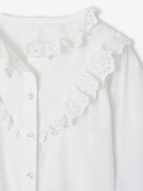 Chemise fille volants en broderie anglaise écru 3 - vertbaudet enfant 