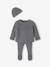 Ensemble naissance 3 pièces en tricot gilet + pantalon + bonnet gris chiné+rose 1 - vertbaudet enfant 