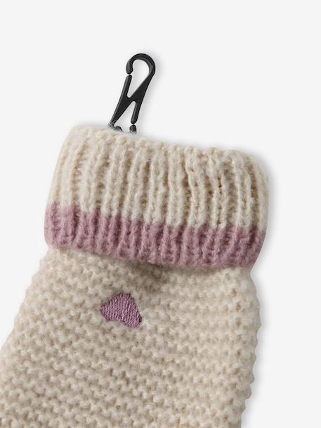 Ensemble bébé bonnet, snood et moufles coeurs beige doré 9 - vertbaudet enfant 