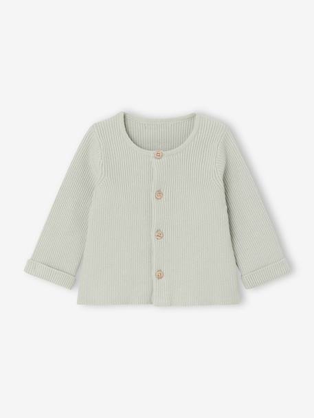 Ensemble bébé mixte gilet pantalon en tricot blanc+gris clair chiné+vert d'eau+vert sauge 17 - vertbaudet enfant 