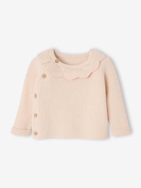 Ensemble naissance 3 pièces en tricot gilet + pantalon + bonnet gris chiné+rose 8 - vertbaudet enfant 