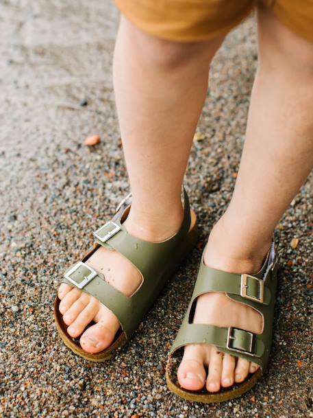 Sandales chill enfant en cuir vegan Black+Brown+Green+Latte 17 - vertbaudet enfant 