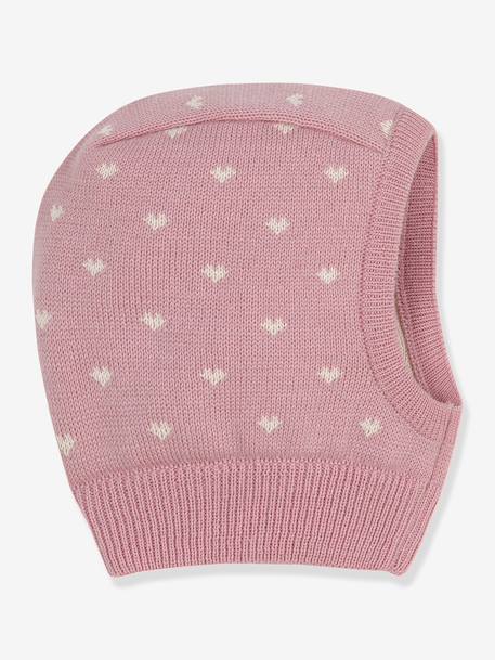 Cagoule bébé coeurs en laine et coton rose 1 - vertbaudet enfant 