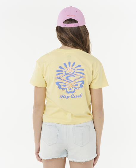T-shirt fille Sunset Skies Crop jaune+rose 3 - vertbaudet enfant 