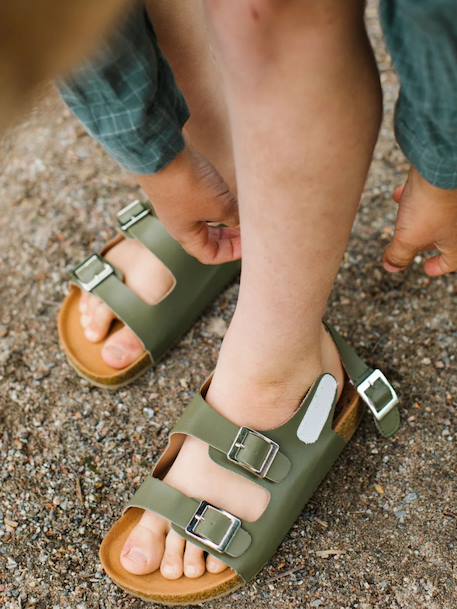 Sandales chill enfant en cuir vegan Black+Brown+Green+Latte 18 - vertbaudet enfant 
