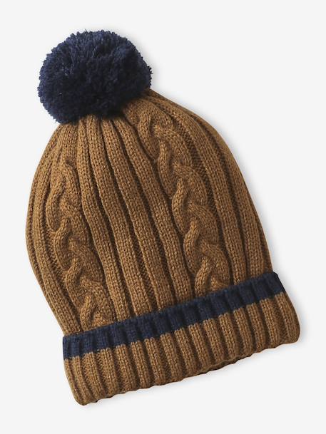 Ensemble torsadé garçon bonnet + snood + moufles/gants ocre 3 - vertbaudet enfant 