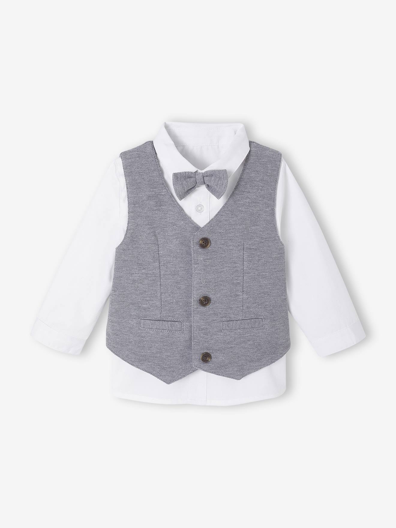 Body Bébé Garçon Style Chemise - Blanc, Manches Longues, Taille 3 Mois - NEXT - 12