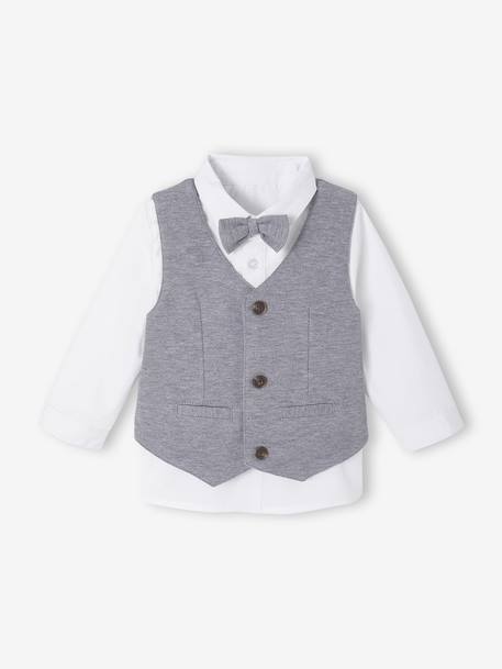 Ensemble bébé garçon chemise noeud pap gilet blanc 3 - vertbaudet enfant 
