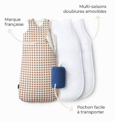 Gigoteuse réversible 4 saisons vichy marron 6-18 mois Marron 4 - vertbaudet enfant 