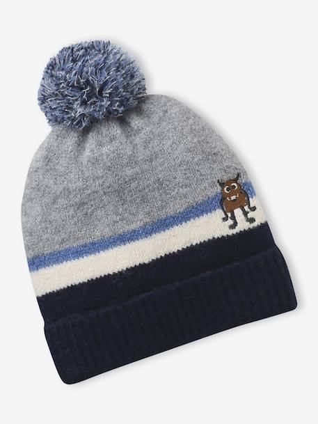 Bonnet Petit monstre garçon gris chiné 1 - vertbaudet enfant 