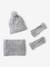 Ensemble fille bonnet, snood, gants en maille fantaisie gris chiné+ROSE 3 - vertbaudet enfant 