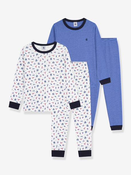 Lot de 2 pyjamas enfant en coton imprimé bleu 1 - vertbaudet enfant 